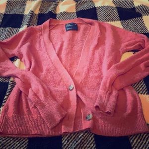 American Eagle Fuzzy Pink Cardigan